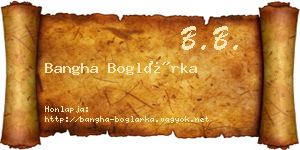 Bangha Boglárka névjegykártya